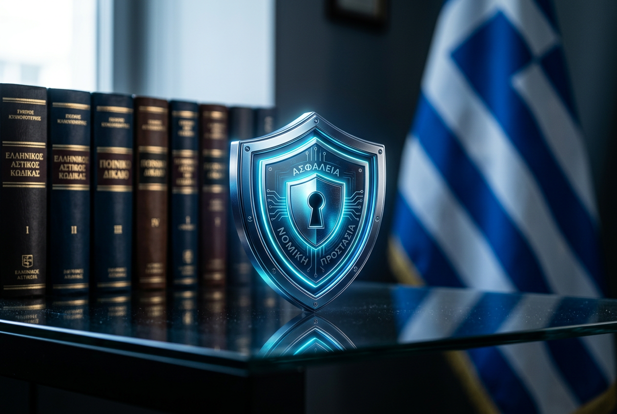 Σύμβολα ασφάλειας και νομιμότητας στο διαδίκτυο.